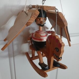 Wupper Airlines Crazy Jumping Wood Airplane Rocking Horse Flying Man Mobile Toy